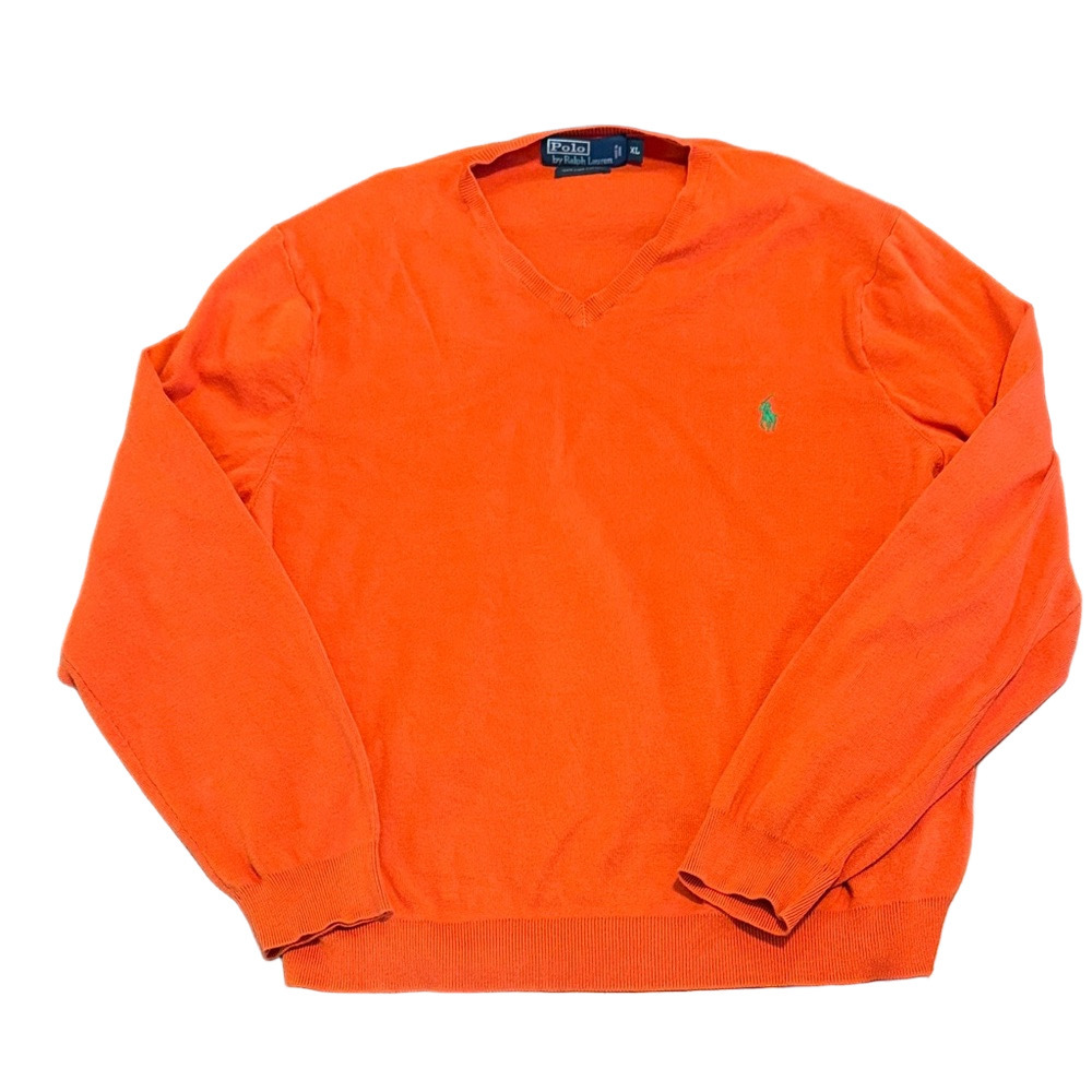 Polo Ralph Lauren V-Neck Sweater in Bright Orange